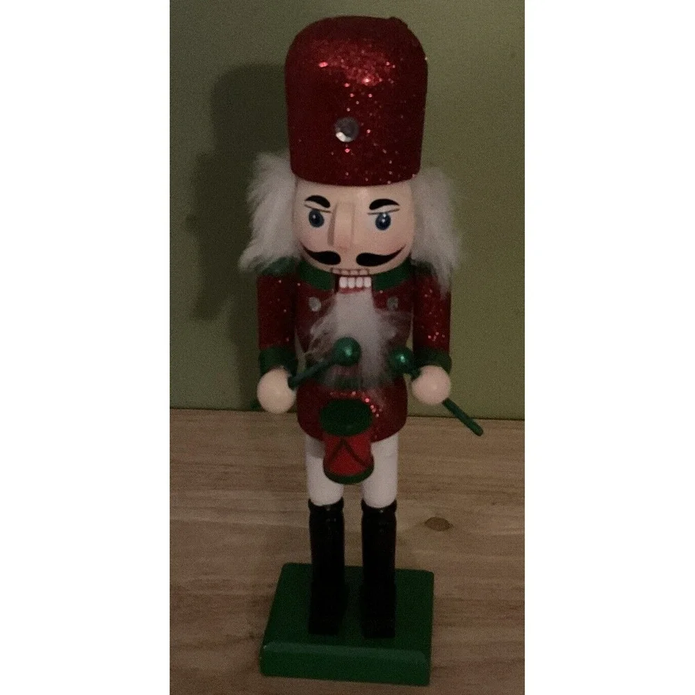 Set Of‎ 3, 10 In Nutcrackers, Red, Green, Light Blue, Drum And Staffs